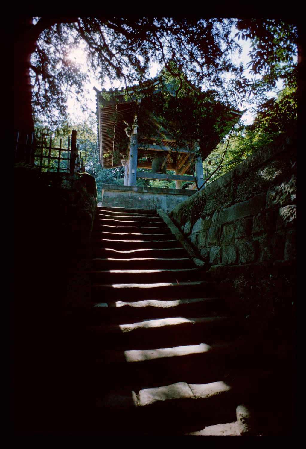 stairs leading up to bell tower - Kamakura, Japan - 1965 - Kodachrome - Tony Karp, design, art, photography, techno-impressionist, techno-impressionism, aerial photography , drone , drones , dji , mavic pro , video , 3D printing - Books -