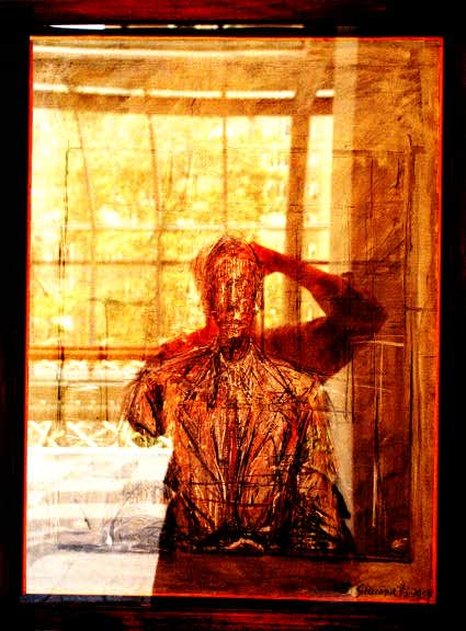 Self portrait with Giacometti - by Tony Karp